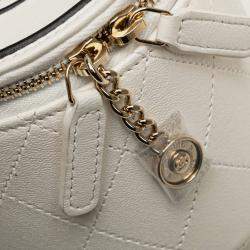 Pre Owned Chanel White Quilted Lambskin Leather Chain and Charm Vanity Case