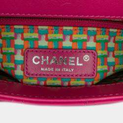 Pre Owned Chanel Pink Paris Seoul Small Rubber Coco Rain Flap