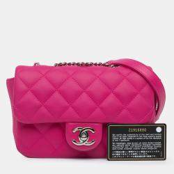 Pre Owned Chanel Pink Paris Seoul Small Rubber Coco Rain Flap