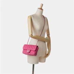 Pre Owned Chanel Pink Paris Seoul Small Rubber Coco Rain Flap