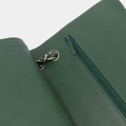 Pre Owned Chanel Green Jumbo Classic Patent Double Flap