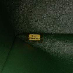 Pre Owned Chanel Green Jumbo Classic Patent Double Flap