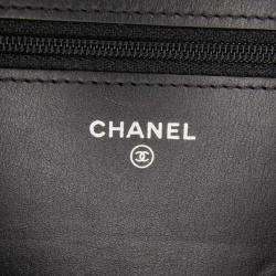 Pre Owned Chanel Black Quilted Lambskin Boy Wallet On Chain
