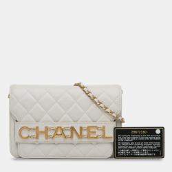 Pre Owned Chanel White Enchained Wallet on Chain