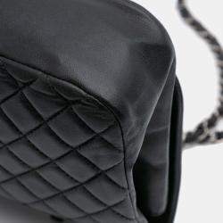 Pre Owned Chanel Black Blue Medium Bicolor Quilted Calfskin Flap