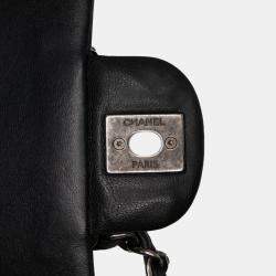 Pre Owned Chanel Black Blue Medium Bicolor Quilted Calfskin Flap
