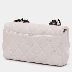 Pre Owned Chanel White Small Quilted Caviar My Everything Flap