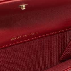 Pre Owned Chanel Red Quilted Leather CC Flap Wrist Coin Purse