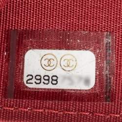 Pre Owned Chanel Red Quilted Leather CC Flap Wrist Coin Purse