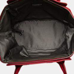 Pre Owned Chanel Red Lambskin Square Stitched Lax Handbag