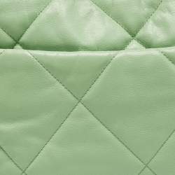 Pre Owned Chanel Light Green Quilted Leather Large 19 Flap Bag