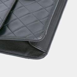 Pre Owned Chanel Black Medium CC Quilted Lambskin Single Flap