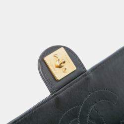 Pre Owned Chanel Black Medium CC Quilted Lambskin Single Flap