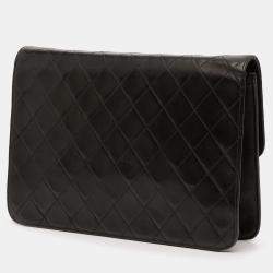 Pre Owned Chanel Black Medium CC Quilted Lambskin Single Flap