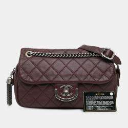 Pre Owned Chanel Red Paris Edinburgh Medium Calfskin Coco Sporran Flap