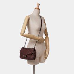 Pre Owned Chanel Red Paris Edinburgh Medium Calfskin Coco Sporran Flap