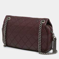 Pre Owned Chanel Red Paris Edinburgh Medium Calfskin Coco Sporran Flap