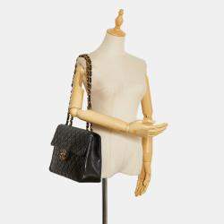 Pre Owned Chanel Black Maxi XL Classic Lambskin Single Flap