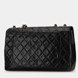 Pre Owned Chanel Black Maxi XL Classic Lambskin Single Flap