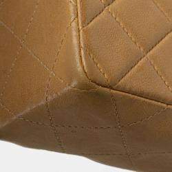 Pre Owned Chanel Brown Mini Square Classic Lambskin Single Flap