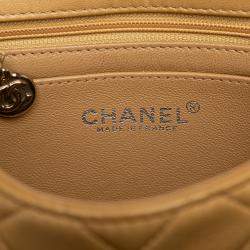 Pre Owned Chanel Brown Mini Square Classic Lambskin Single Flap