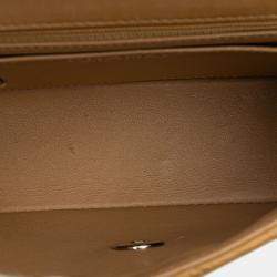 Pre Owned Chanel Brown Mini Square Classic Lambskin Single Flap