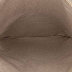 Pre Owned Chanel Cream XL Printed Canvas and Striped Lambskin Foldover Clutch