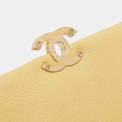 Pre Owned Chanel Yellow Small Quilted Caviar Chain Melody Flap