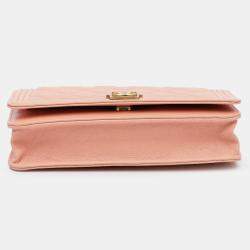 Pre Owned Chanel Pink Quilted Caviar Boy Wallet on Chain