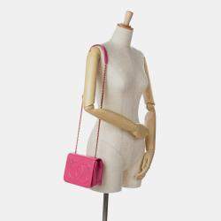 Pre Owned Chanel Pink Lambskin CC Mania Flap