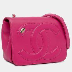 Pre Owned Chanel Pink Lambskin CC Mania Flap