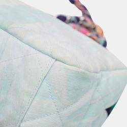 Pre Owned Chanel Blue Quilted Jungle Jeans Flap