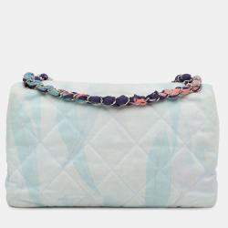 Pre Owned Chanel Blue Quilted Jungle Jeans Flap