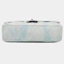 Pre Owned Chanel Blue Quilted Jungle Jeans Flap