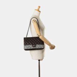 Pre Owned Chanel Brown Caviar and Iridescent Calfskin Reissue 2.55 Double Flap 226