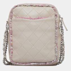 Pre Owned Chanel Pink Elegant Tweed Crossbody