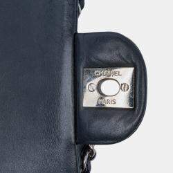 Pre Owned Chanel Black Medium Classic Chevron Patent Double Flap