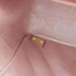 Pre Owned Chanel Pink Mini Square Classic Metallic Calfskin Single Flap