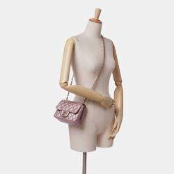 Pre Owned Chanel Pink Mini Square Classic Metallic Calfskin Single Flap
