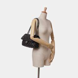 Pre Owned Chanel Black Jumbo Calfskin Canebiers Net Flap