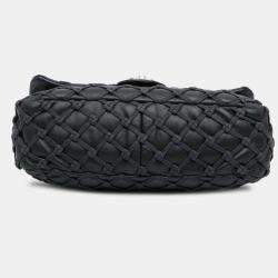 Pre Owned Chanel Black Jumbo Calfskin Canebiers Net Flap