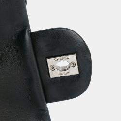 Pre Owned Chanel Black Jumbo Calfskin Canebiers Net Flap