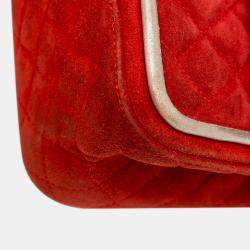 Pre Owned Chanel Red Medium Suede Re-issue 2.55 Double Flap