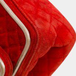 Pre Owned Chanel Red Medium Suede Re-issue 2.55 Double Flap