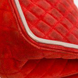 Pre Owned Chanel Red Medium Suede Re-issue 2.55 Double Flap