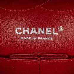 Pre Owned Chanel Red Medium Suede Re-issue 2.55 Double Flap