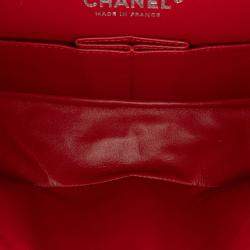 Pre Owned Chanel Red Medium Suede Re-issue 2.55 Double Flap