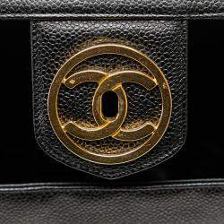 Pre Owned Chanel Black CC Caviar Vanity Case