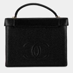Pre Owned Chanel Black CC Caviar Vanity Case