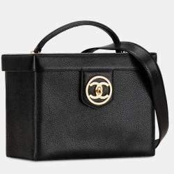 Pre Owned Chanel Black CC Caviar Vanity Case